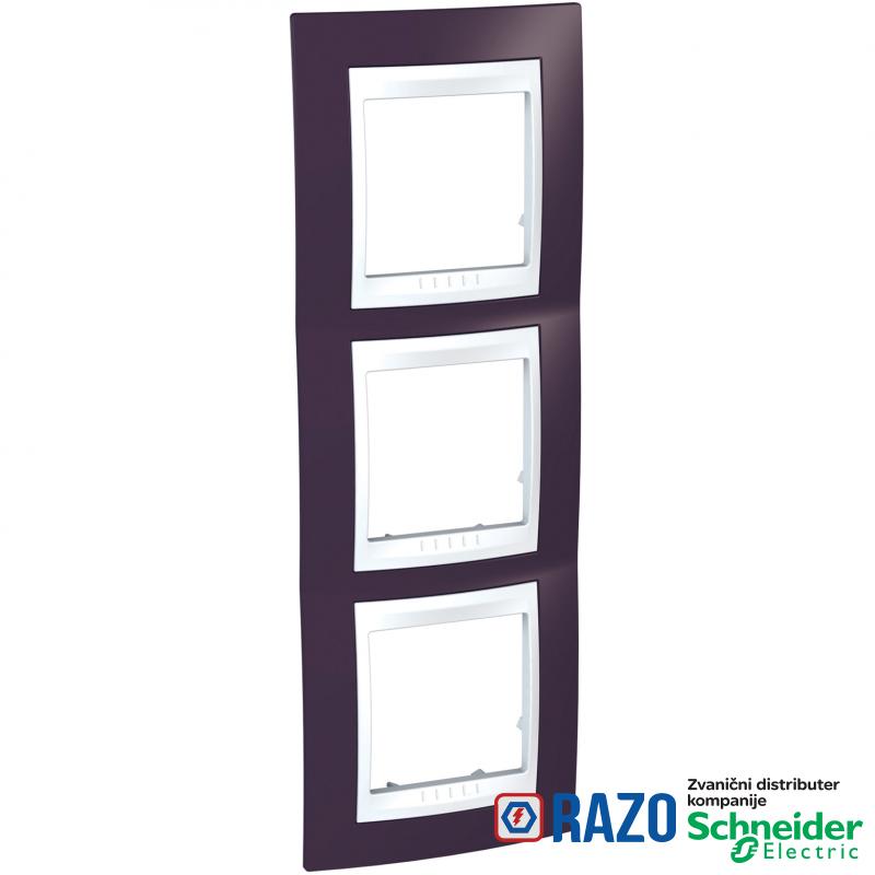 Unica Plus - dekorativni ram - trostruki - garnet/beli 