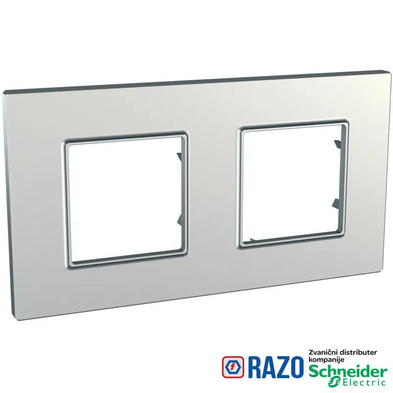 Unica Quadro Metallized - dekorativni ram - dvostruki, H71/V71 - srebro 