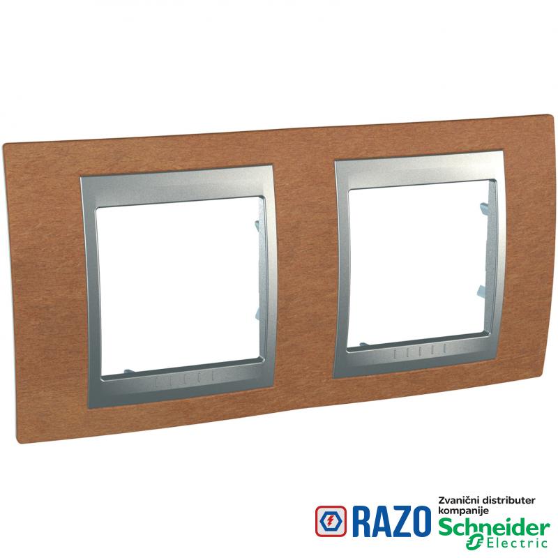 Unica Top - dekorativni ram - dvostruki, H71 - drvo trešnje/aluminijum 