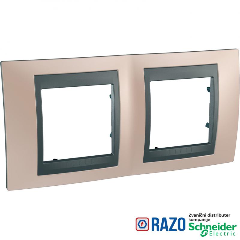 Unica Top - dekorativni ram - dvostruki, H71 - onyx bakar/grafit 