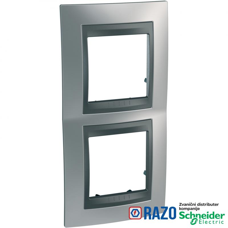 Unica Top - dekorativni ram - dvostruki - vertikalni - sjajno hrom/grafit 