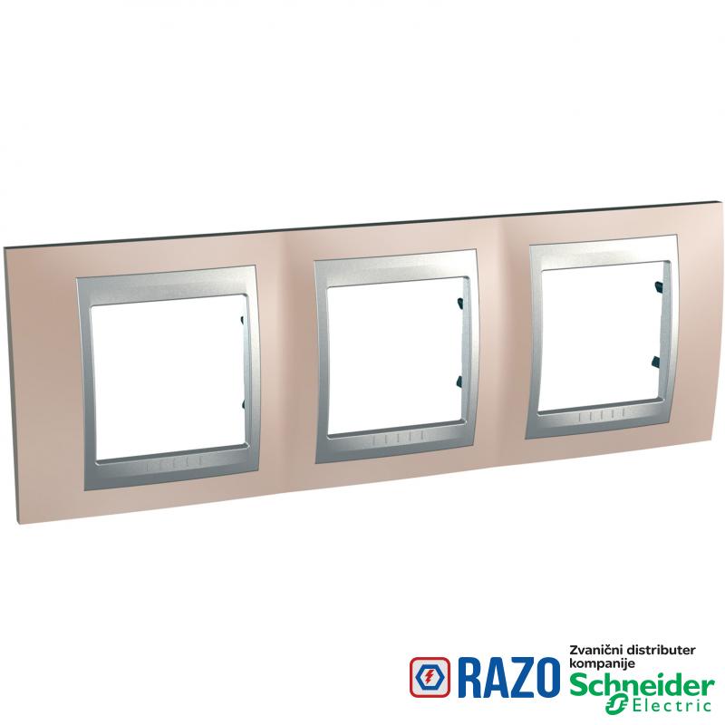 Unica Top - dekorativni ram - trostruki, H71 - onyx bakar/aluminijum 