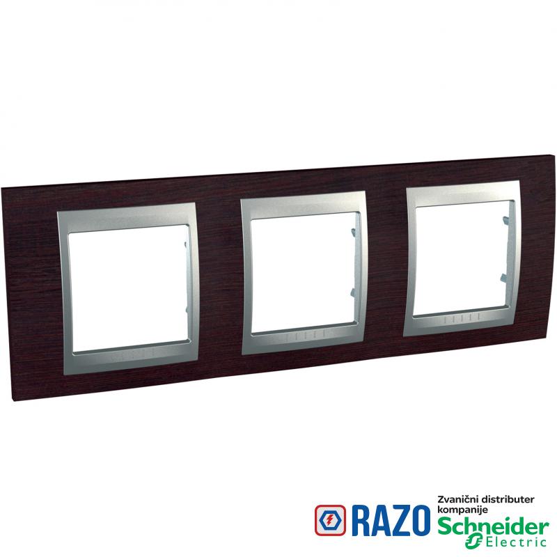 Unica Top - dekorativni ram - trostruki, H71 - wengue/aluminijum 