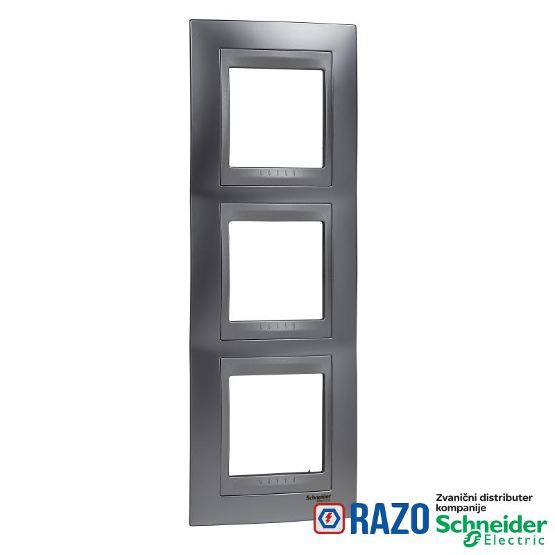 Unica Top - dekorativni ram - trostruki - sjajno hrom/aluminijum 