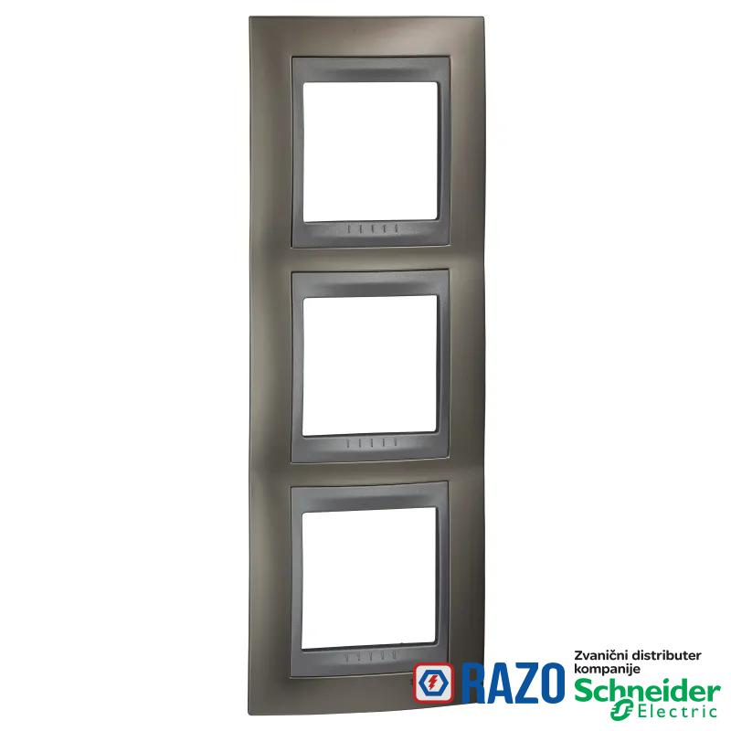 Unica Top - dekorativni ram - trostruki - mat nikl/aluminijum 