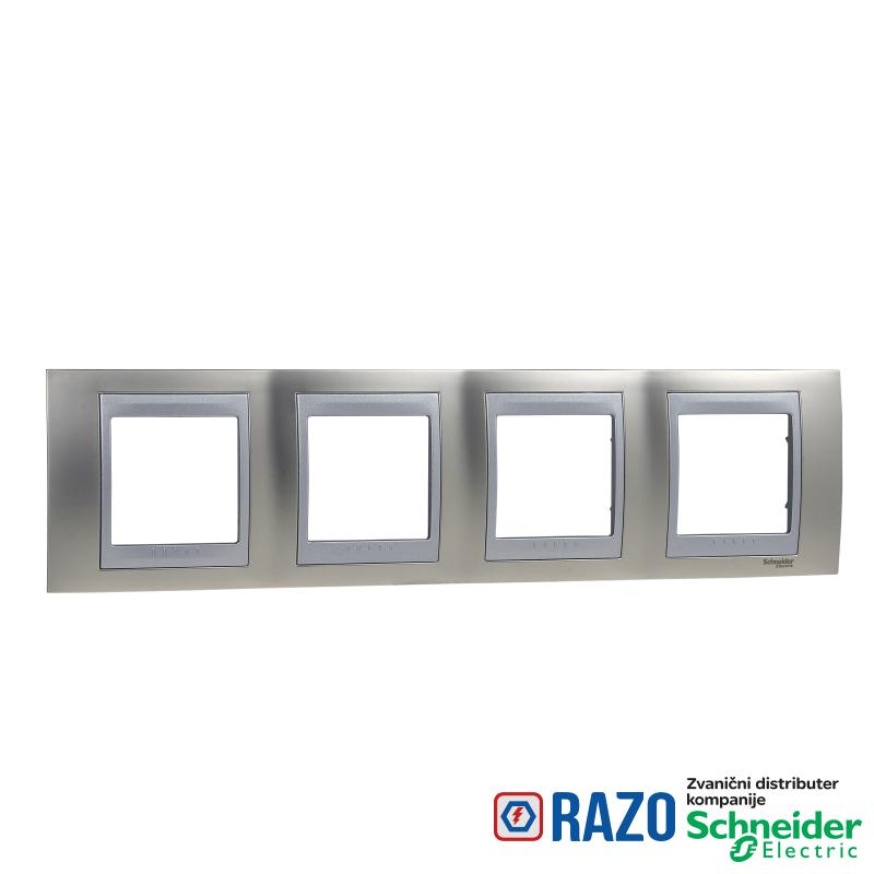 Unica Top - dekorativni ram - četvorostruki, H71 - mat nikl/aluminijum 