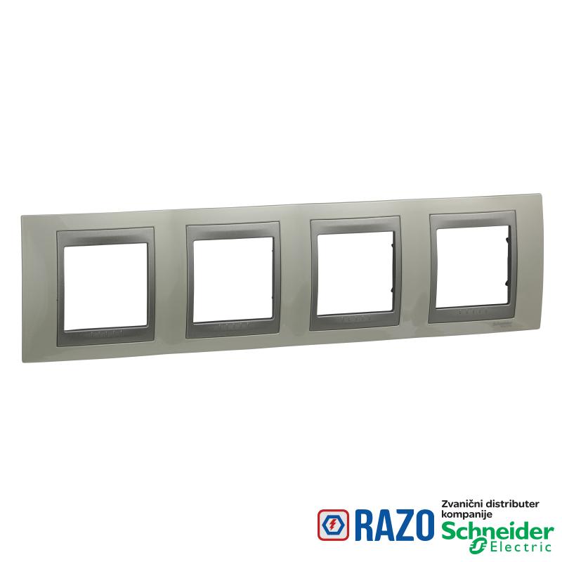 Unica Top - dekorativni ram - četvorostruki, H71 - top bela/aluminijum 