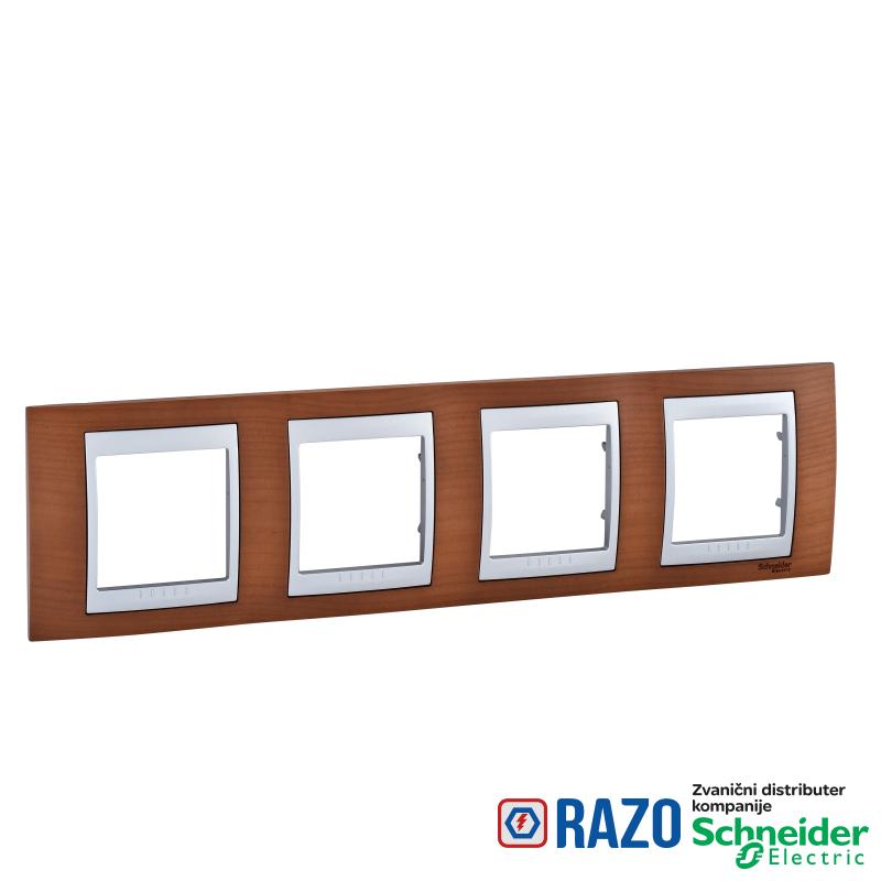 Unica Top - dekorativni ram - četvorostruki, H71 - drvo trešnje/aluminijum 