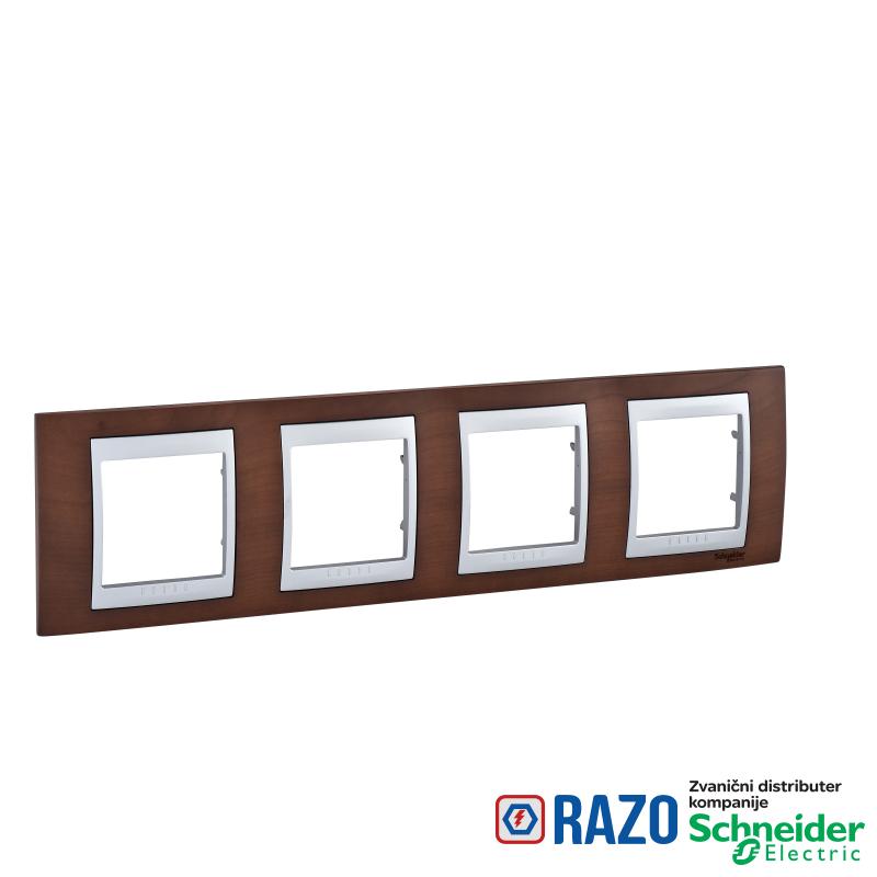 Unica Top - dekorativni ram - četvorostruki, H71 - tobacco/aluminijum 