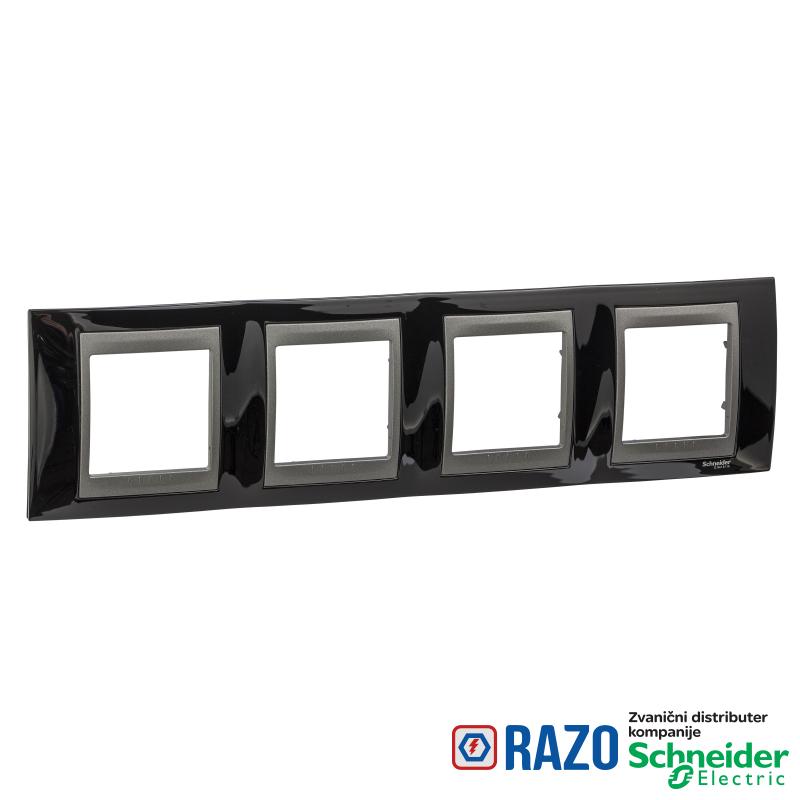 Unica Top - dekorativni ram - četvorostruki, H71 - rodijum crna/grafit 