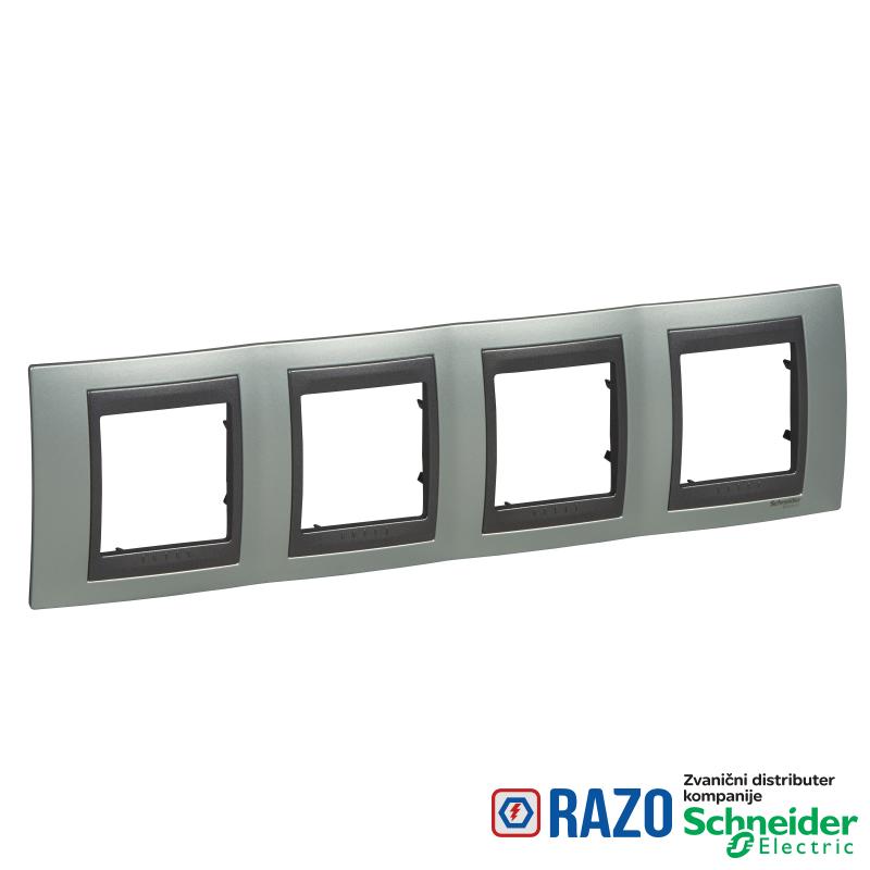 Unica Top - dekorativni ram - četvorostruki, H71 - fluor zelena/grafit 