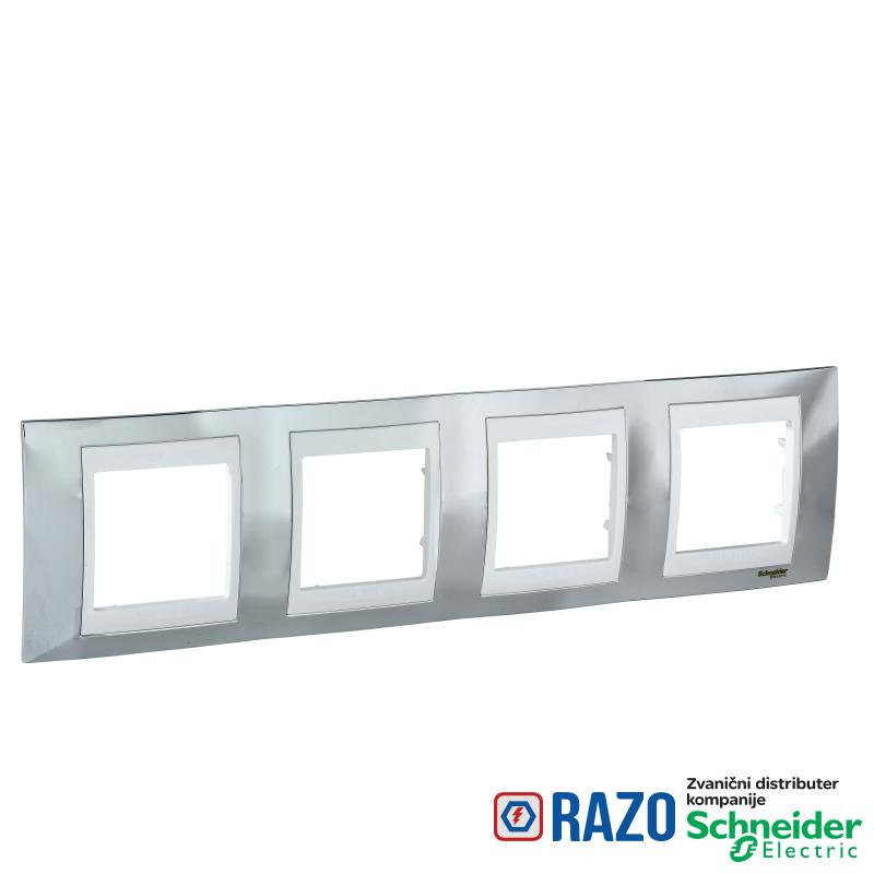 Unica Plus - dekorativni ram - četvorostruki, H71 - svetlo hrom/beli 