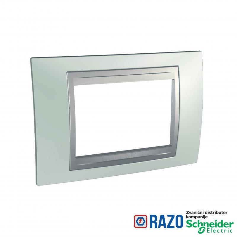 Unica Top - dekorativni ram - 3 modula - fluor zelena/aluminijum 