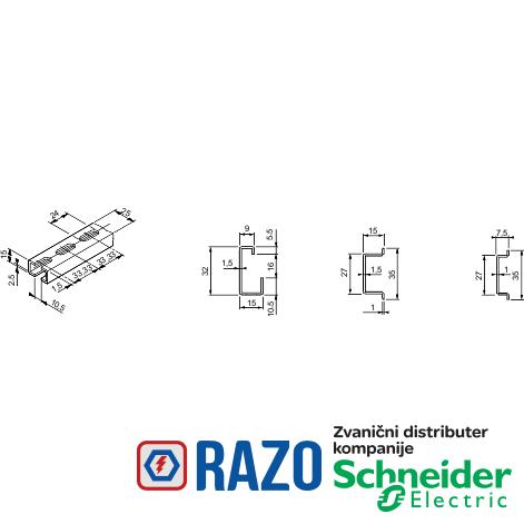 vertikalna aluminijumska šina, visina 700mm. pakovanje: 10 kom. 