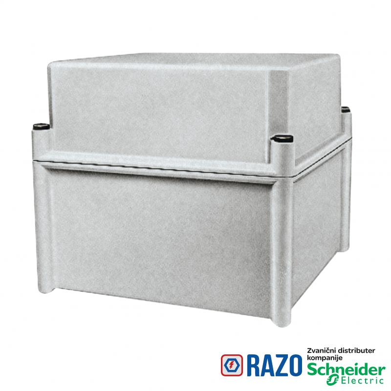 PLS kutija, poliesterski zadnji deo, neprovidan PC poklopac IP65 27x27x23cm 