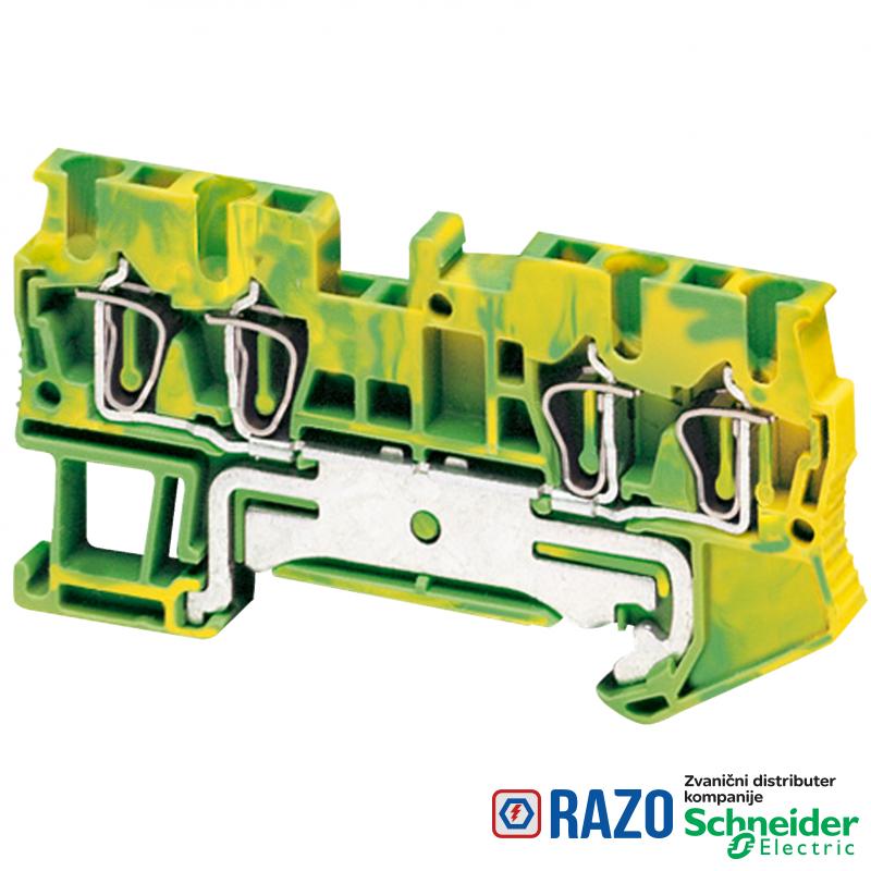 Linergy redna stezaljka za uzemlj. -2.5mm² jednostruka 2x2 opružna - zeleno-žuta 