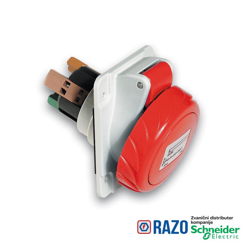 PratiKa utičnica - brza - pod uglom - 32A - 3P + N + E - 380...415 V AC - panel 