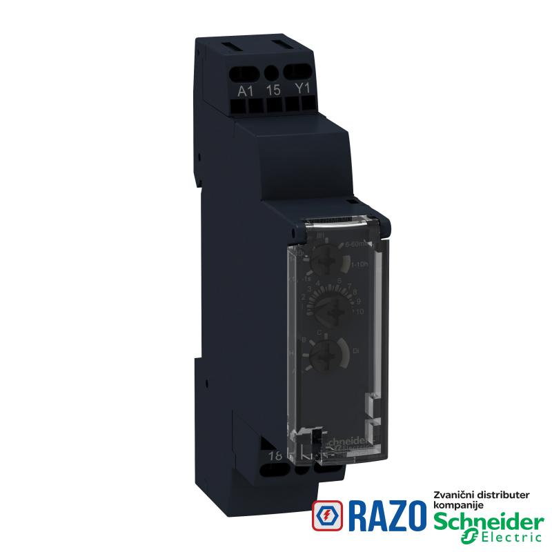 vremenski relej 8 funkcija - 1 s..100 h - 24..240 V AC/DC - 1 OC 