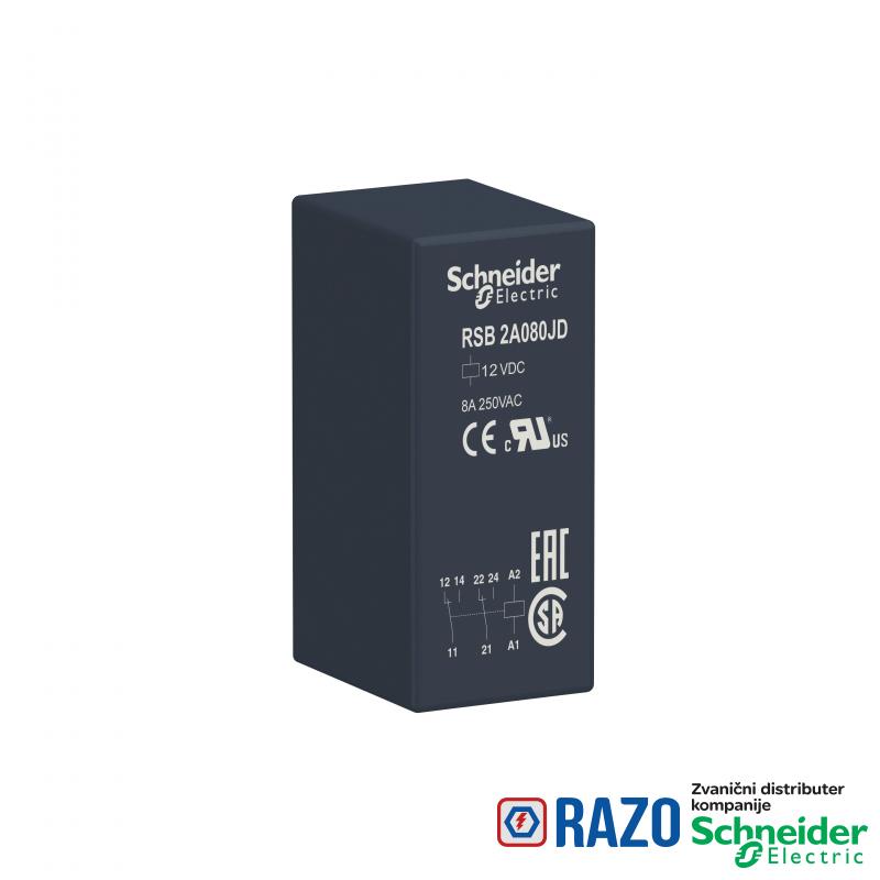 interfejs utični relej - Zelio RSB - 2 C/O - 12 V DC - 8 A 