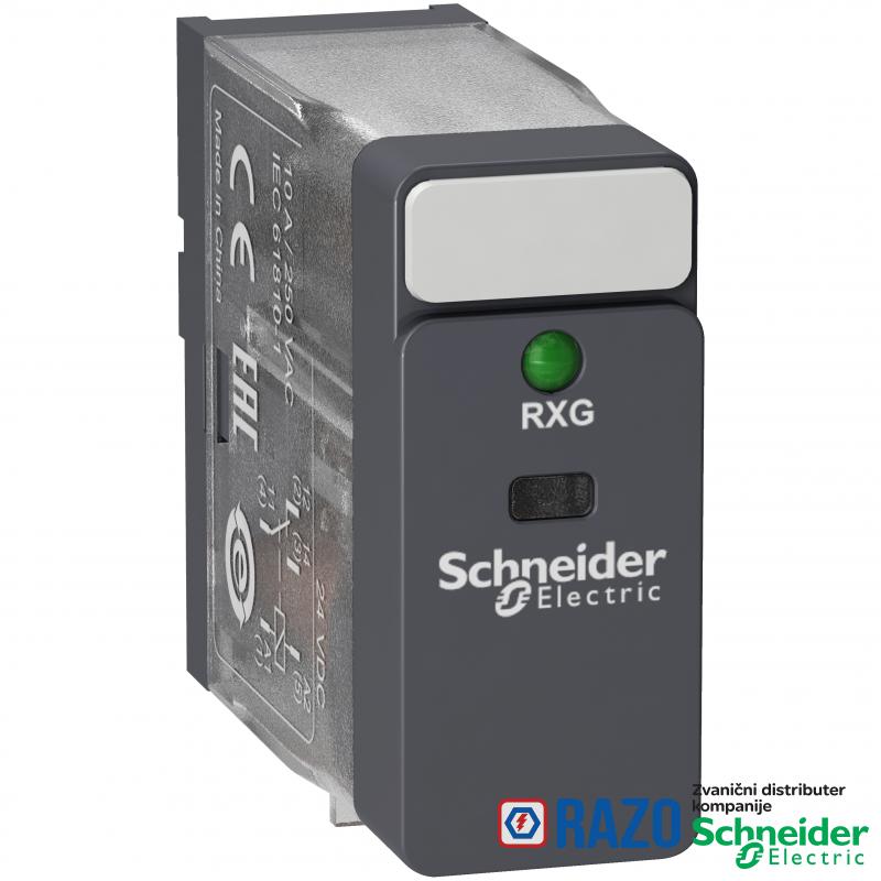 utični interfejs relej - Zelio RXG - 1 C/O standardni - 12 V DC - 10 A - sa LED 