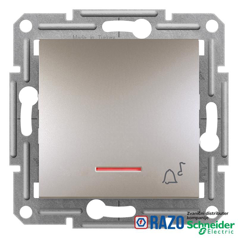 Taster sa simbolom zvona i lampicom 10A Bronza 