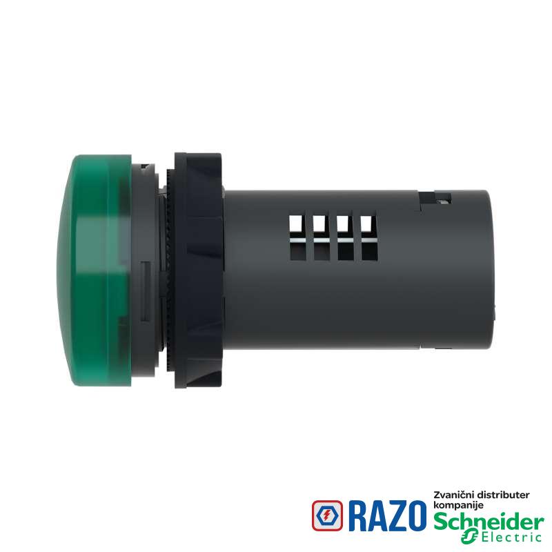 Signalna lampica plastična zelena sa ugrađenim LED-om 24 V AC/DC 