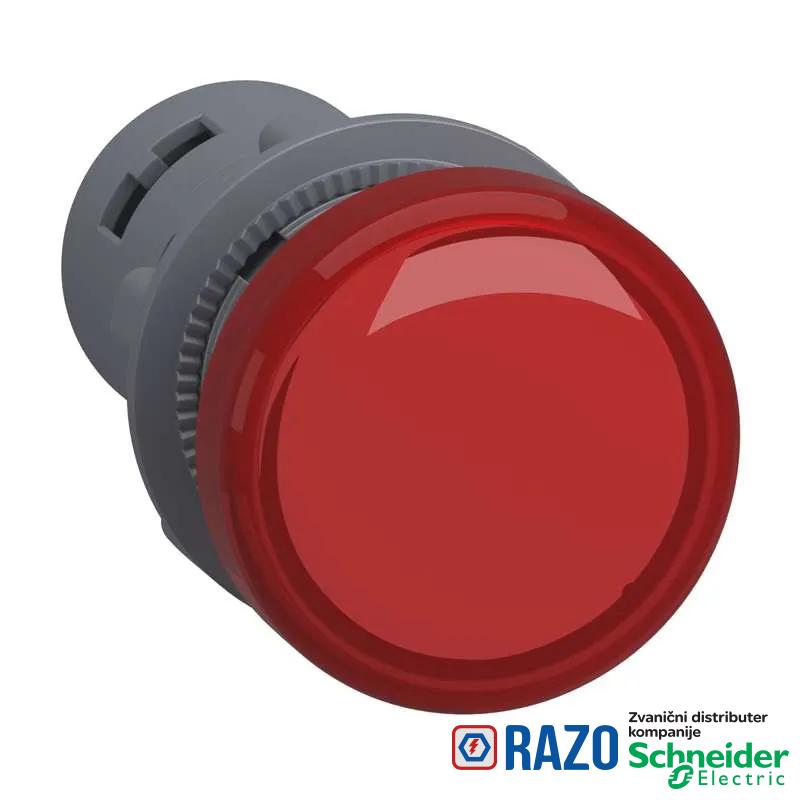 Signalna lampica plastična crvena sa ugrađenim LED-om 24 V AC/DC 