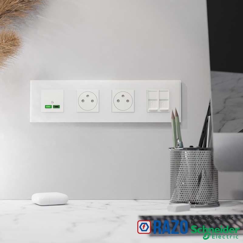 Dekorativni ram Unica Deco 4 elementa belo staklo 