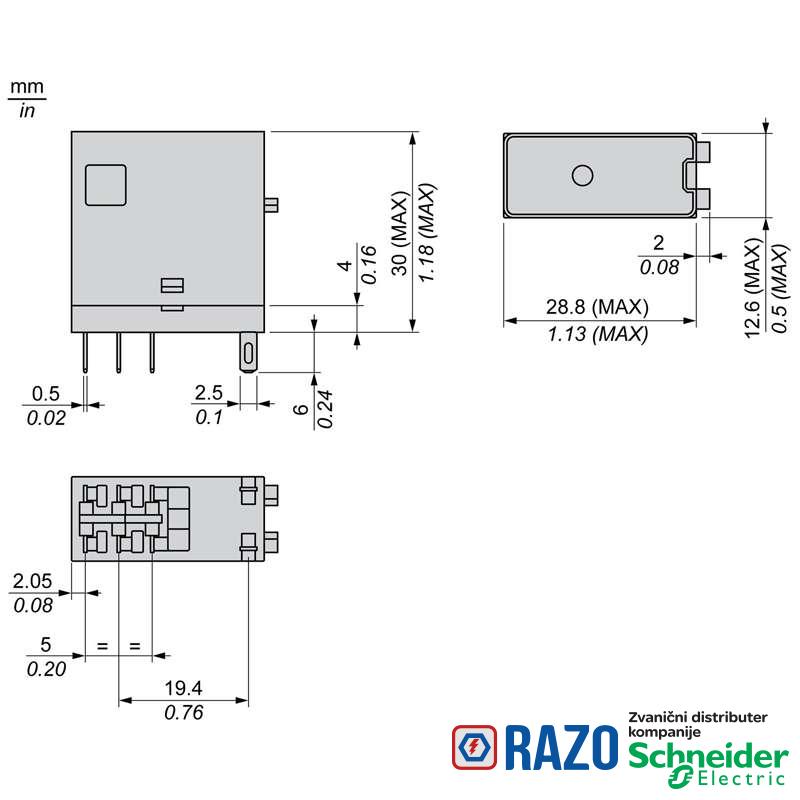 Rele 5A 2CO 230V AC sa LED indikacijom 