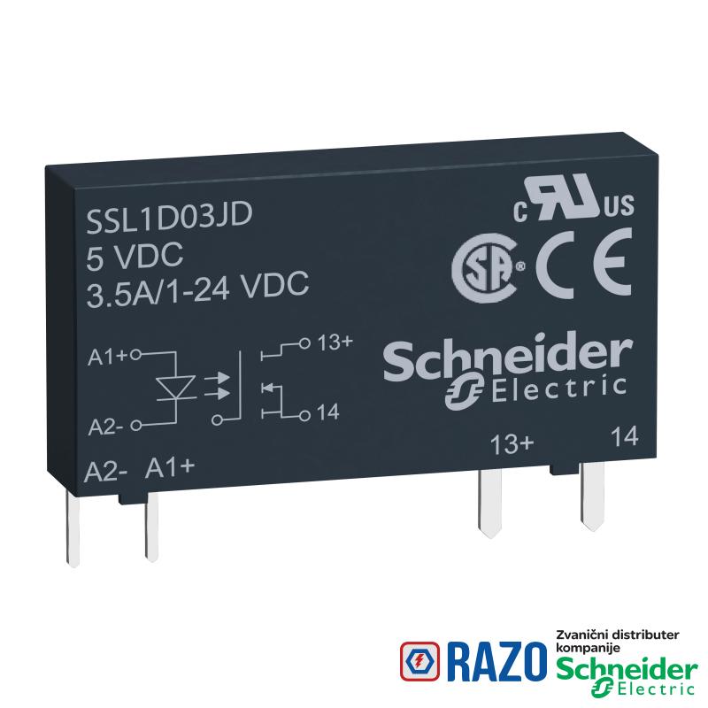 solid state relej, utični, ulaz 15-30 V DC, izlaz 1-24 V DC, 3.5A 