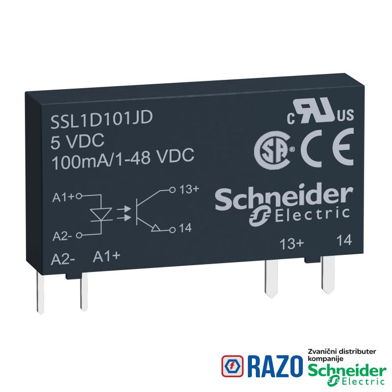 solid state relej, utični, ulaz 3-12 V DC, izlaz 1-48 V DC, 0.1A 