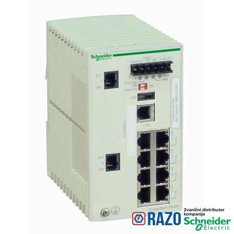 Ethernet TCP/IP upravljivi switch - ConneXium - 8 portova za bakarni + 2 za Gbit 