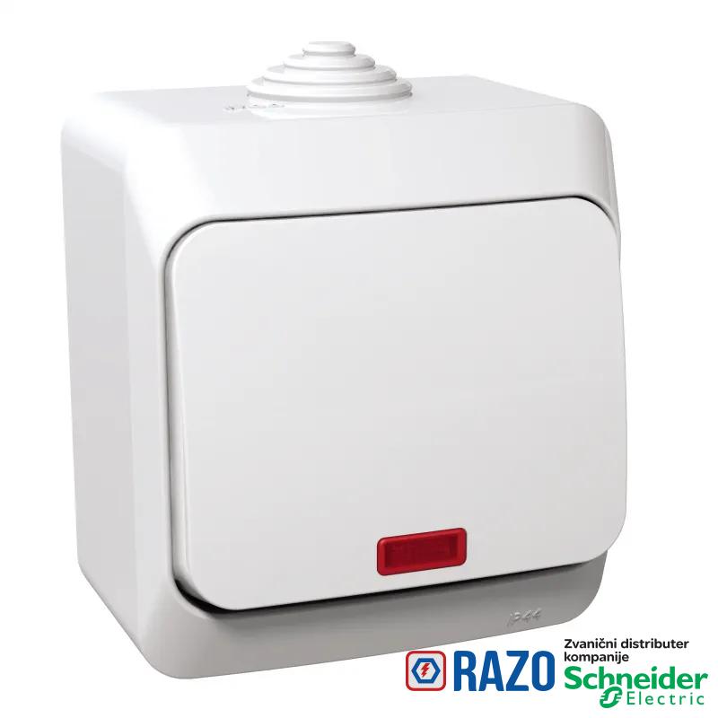 Cedar Plus - naizmenični prekidač - 16AX, lokatorska lampica, beli 