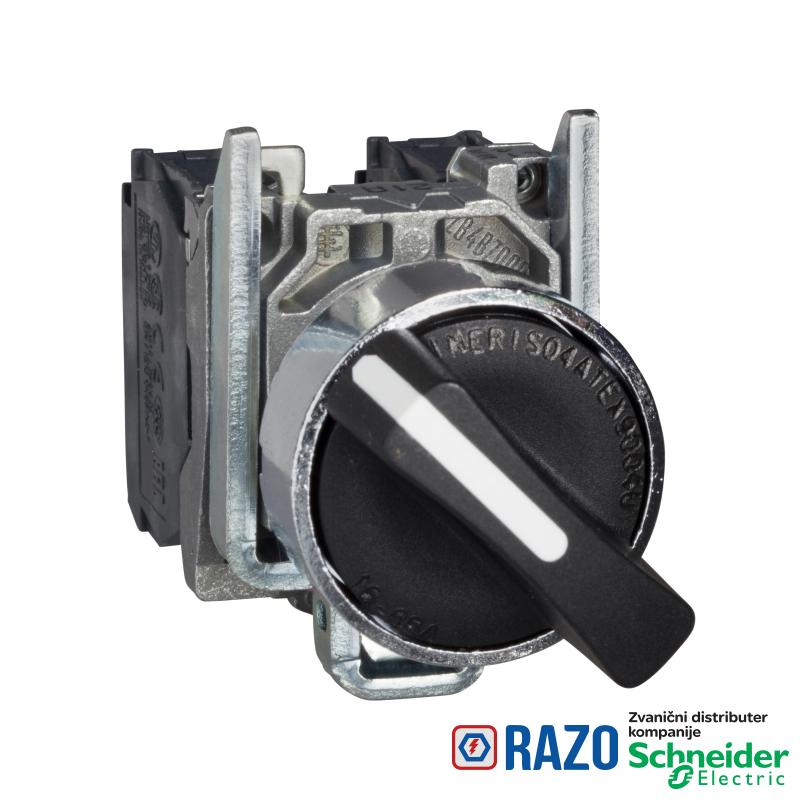 crni izborni prekidač Ø 22 - 3 pozicije +/- 45°- opružni sa povratkom -2 NO-ATEX 