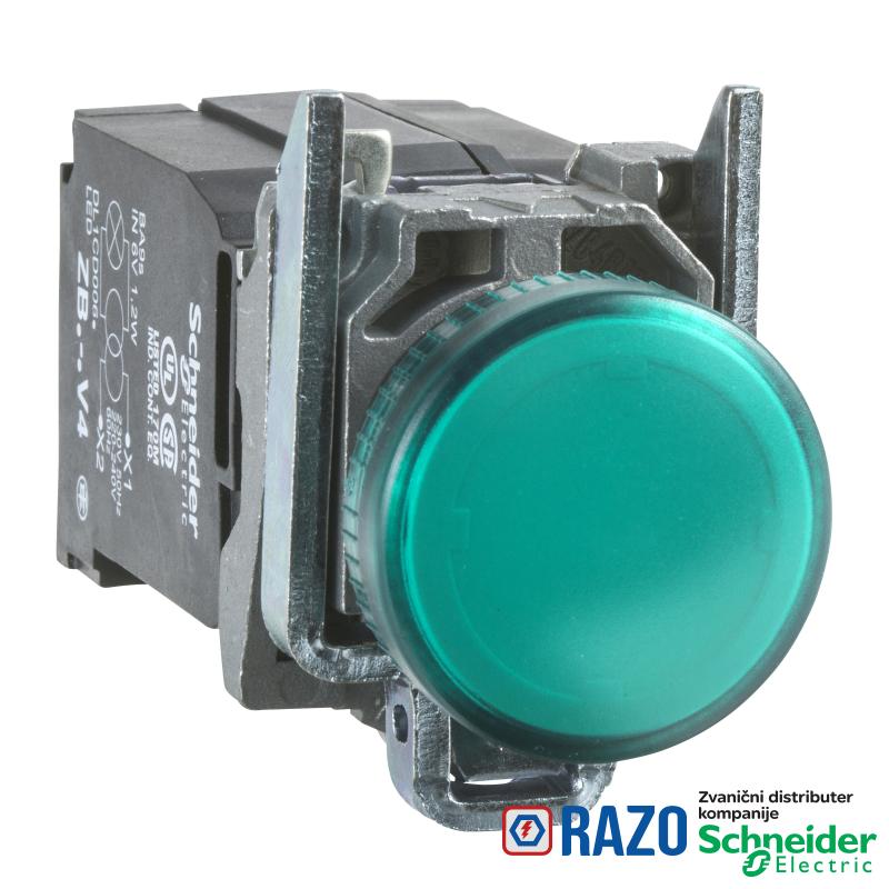 zelena kompletna signalna lampica Ø22 ravna sočiva sa integrisanim LED 400V 