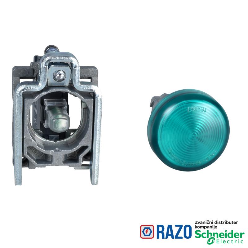 okrugla lampica Ø 22 - IP65 - zelena - integrisani LED - 24 V - stopice-ATEX 