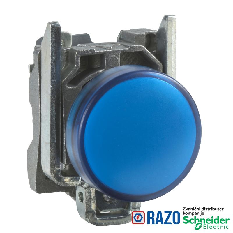 plava kompletna signalna lampica Ø22 ravna sočiva sa integrisanim LED 24V 