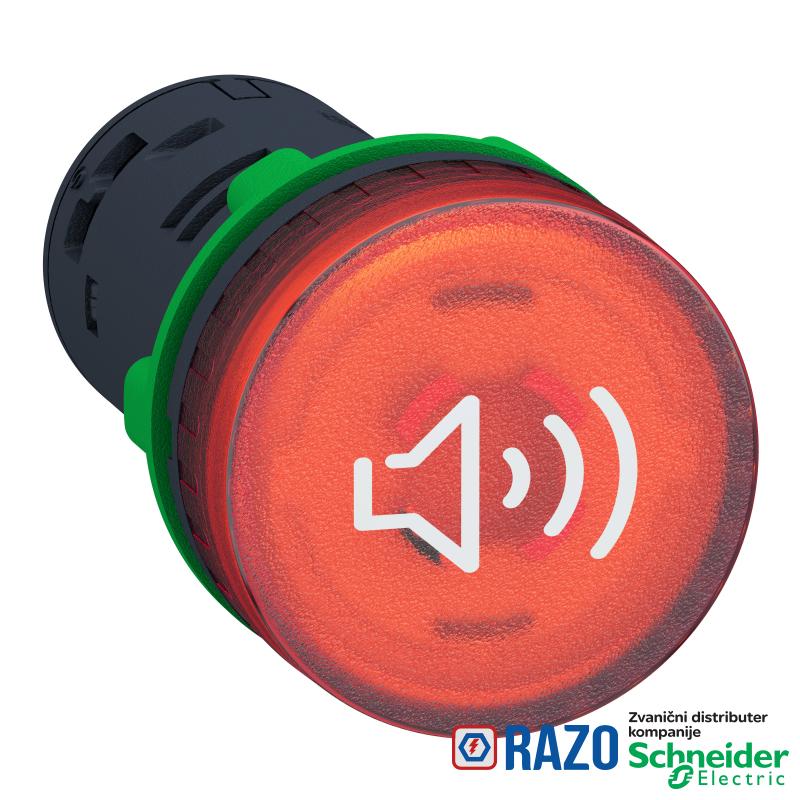 stalni ili isprekidani ton - svetleća crvena zujalica 110...120 v ac/dc 