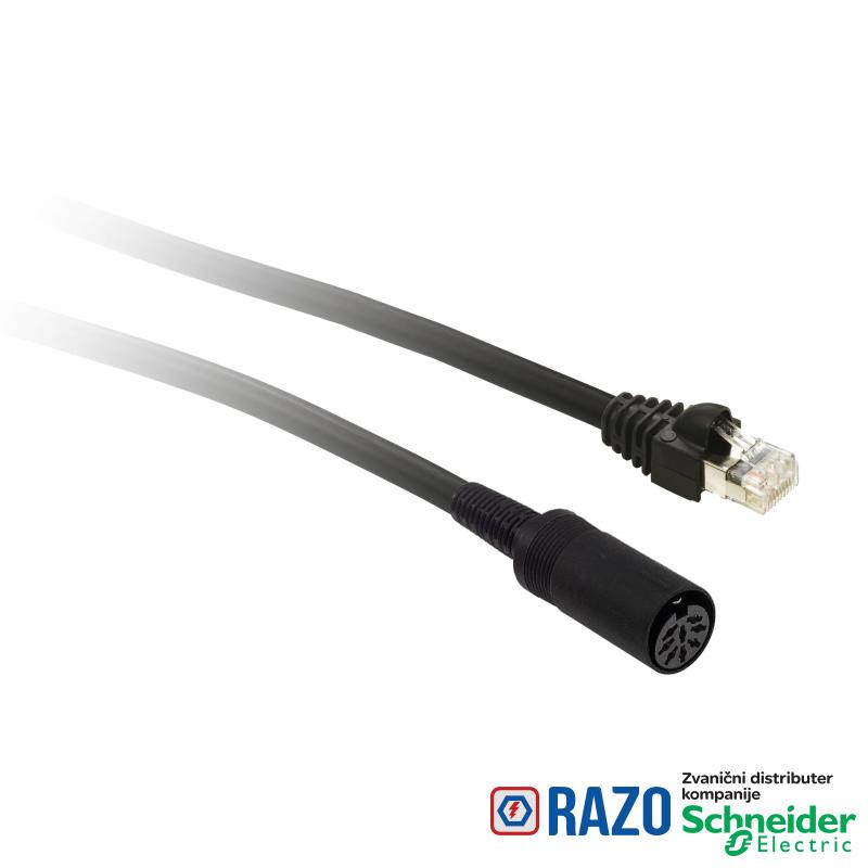 Uni-Telway/Modbus serijska veza - d = 2.5 m - 1 ženski mini DIN + 1 RJ45 