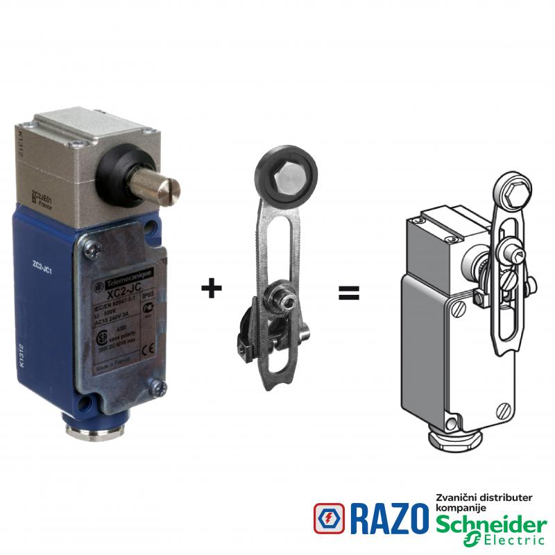 granični prekidač XC2-J - poluga sa točkićem - 1 C/O 