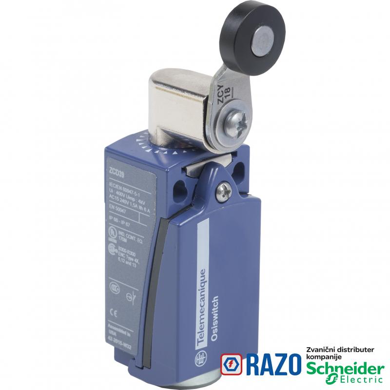 granični prekidač XCKD - poluga sa termopl. točkićem - 1NC+1NO -trenutno - M16 