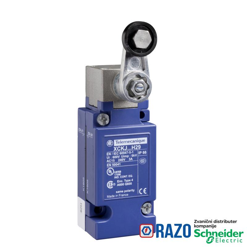 granični prekidač XCKJ - termopl. poluga sa točkićem - 1C/O - trenutno - Pg13 