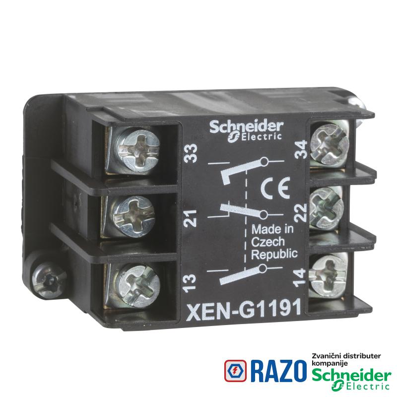 kontaktni blok sa povratkom- 1 NC + 2 NO - prednja montaža 