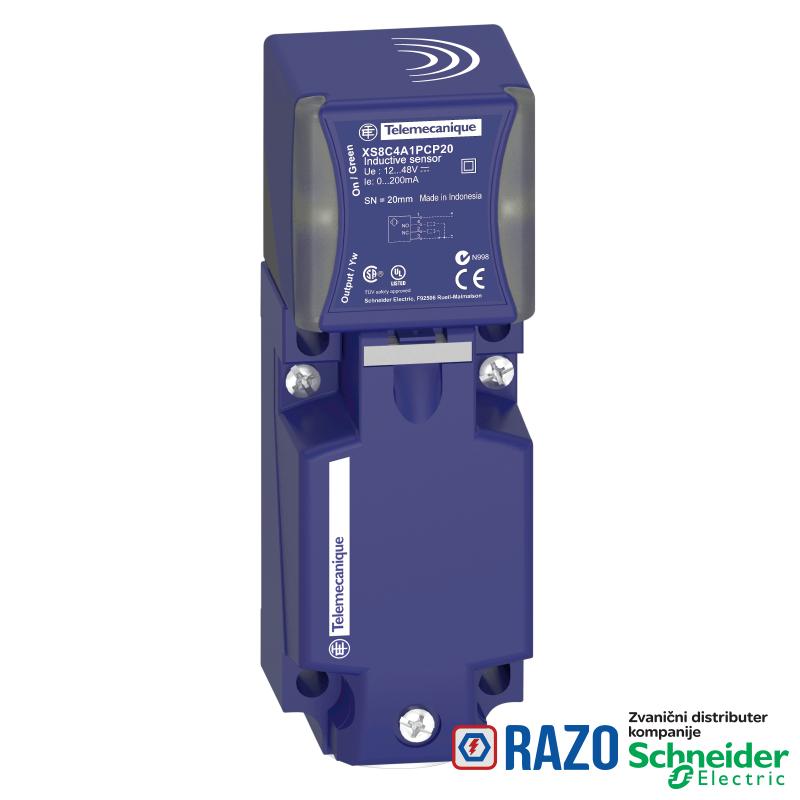 induktivni senzor XS8 40x40x117 - PBT - Sn20 mm - 12..48VDC - priključci 