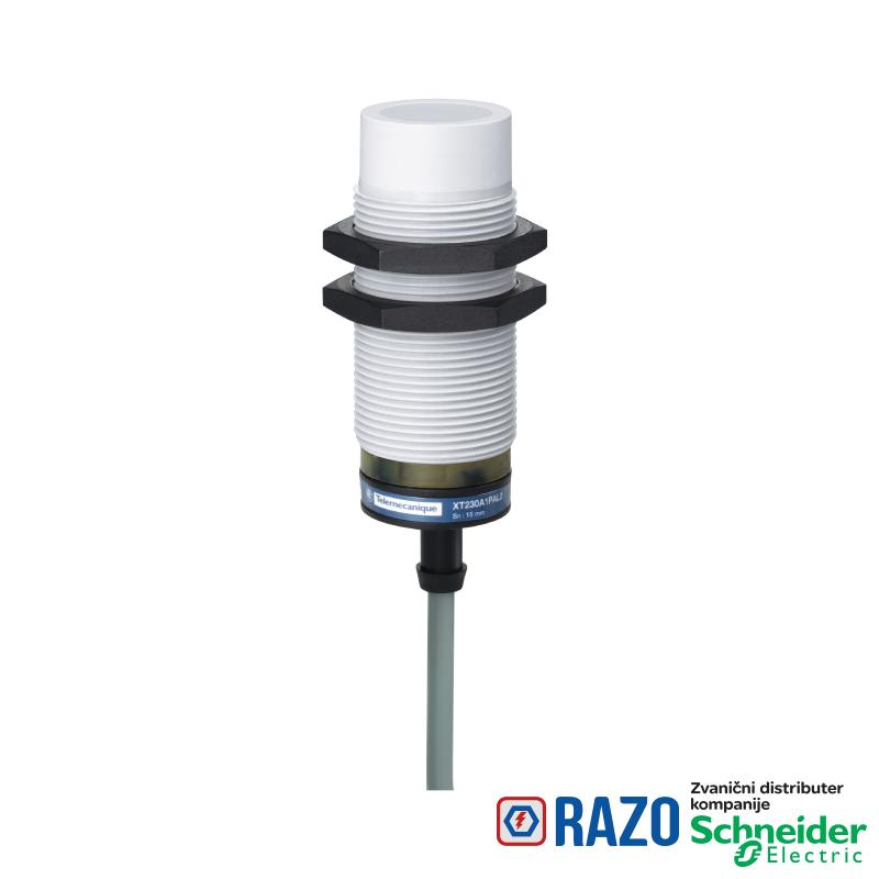 kapacitivni senzor - XT1 - cilindrični M30 - plastični - Sn 15 mm - kabl 2 m 