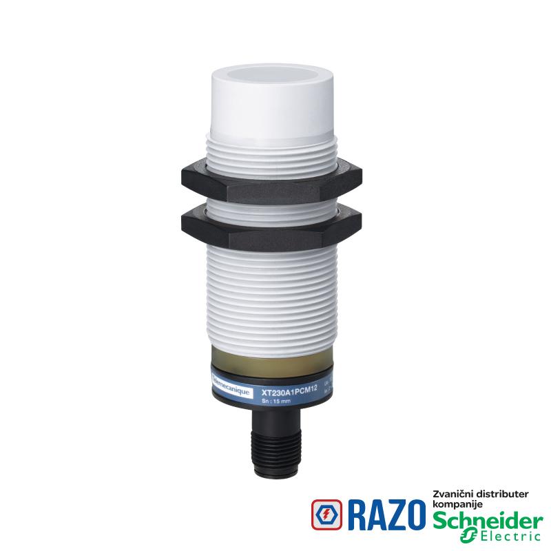 kapacitivni senzor - XT1 - cilindrični M30 - plastični - Sn 15 mm - 12..24 V DC 