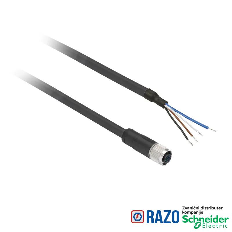 ožičen konektor XZ - ravni ženski - M8 - 4-pinski - kabl PUR 5m 