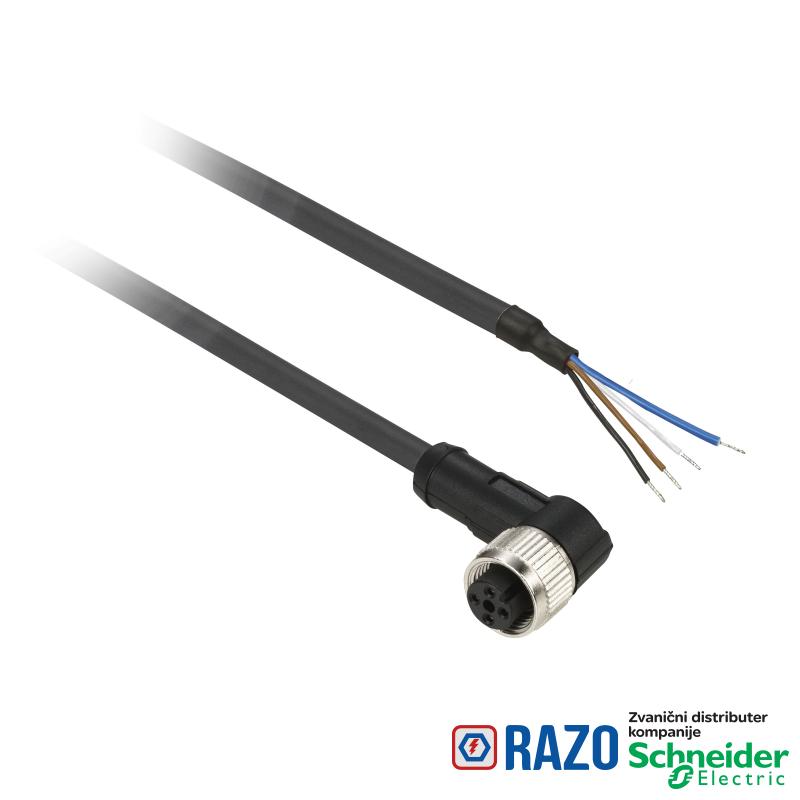 ožičen konektor XZ - ženski zglobni - M8 - 4-pinski - kabl PUR 2m 