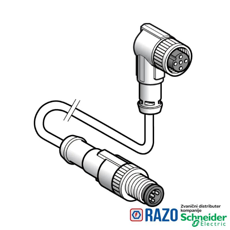 spojni kabl XZ - muški ravni M12 5-pinski - ženski zglobni M12 5-pinski - PUR 2m 