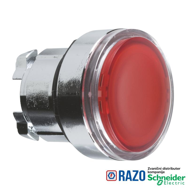 crvena udubljena glava svetlećeg tastera Ø22 sa povratkom za integrisan LED 